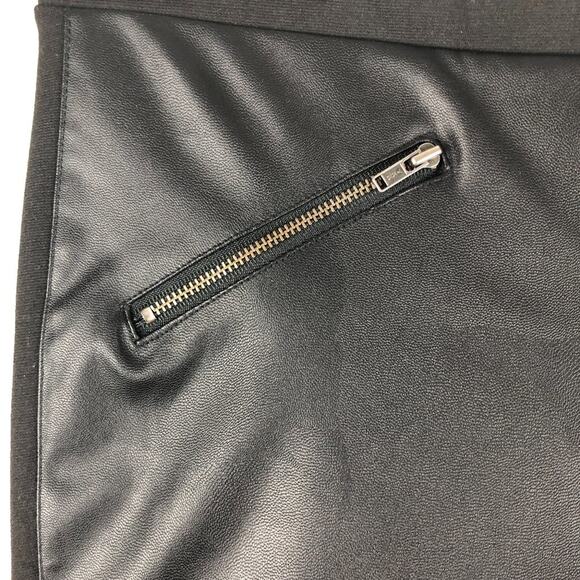 BCBGeneration Black Vegan Leather Zipper Detail Ponte Knit Moto Leggings Pants - Picture 4 of 9